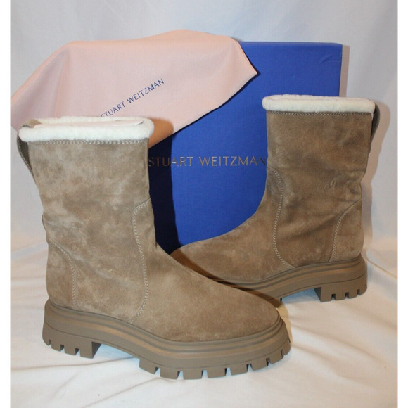NIB Stuart‎ Weitzman Women's Bedford Chill Moto Booties Khaki 9.5 US $695 - Picture 1 of 8
